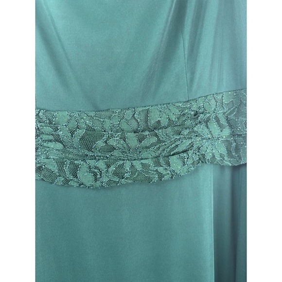Women's Size 14 Hunter Green Sleeveless Lace Waist Midi Dress Wedding Guest - Picture 2 of 12